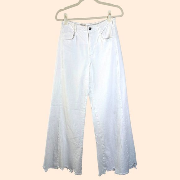 Pilcro Adi Mid Rise Frayed Relaxed Flare Jeans - Picture 2 of 13